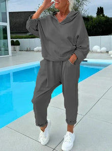 Hazel | Kapuzenpullover und Hose Kuscheliges Set in Grau