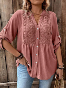 Thiyumi - Bluse Mit V-Ausschnitt Und Knöpfen in Rot