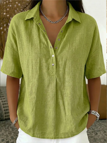 Petra | Bluse mit Kragen und Knopfdetails (TEMPORÄR 1+1 GRATIS!) in Grün