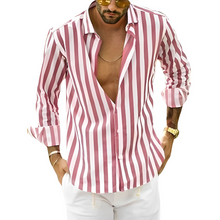 Roldan - Herren-Sommerhemd mit Streifenmuster in Rosa