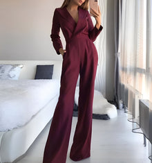 Emilie - Eleganter Overall mit langen Ärmeln in Rot