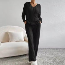 CLAIRE | GERIPPTES ZWEITEILIGES SET in Schwarz