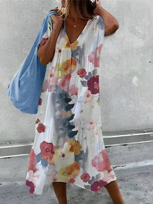 Myranda - Lockeres Midikleid mit Print in Rosa