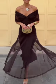 Louise – Elegantes Maxi-Partykleid mit V-Ausschnitt in Braun