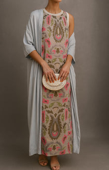 Reily™ - Set aus Bedrucktem Kleid und Passender Strickjacke in Hellviolett