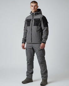 Zweiteiliges Herren-Set im Cargo-Stil in Grau