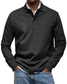 Sommerfeld | Langarm-Poloshirt für Herren (1 kaufen – 1 GRATIS dazu) in Schwarz