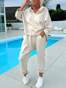 Hazel | Kapuzenpullover und Hose Kuscheliges Set in Aprikose