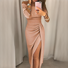 Cristy - Elegantes schulterfreies Damenkleid in Beige
