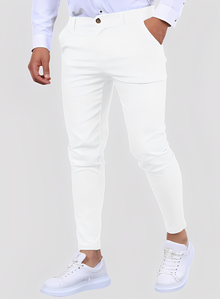 Reynard - Modische, dehnbare Herren-Skinny-Hosen in Weiß