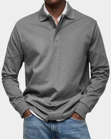 Wilson | Klassisches Langarm-Poloshirt in Grau