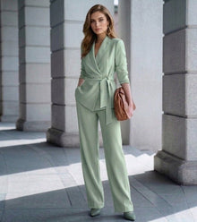 Asya – Eleganter, Lässiger Zweiteiler in Grün