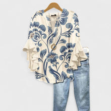 Kay - Elegantens Oberteil für Damen mit Blumenmotiv in Weiß