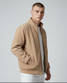 Blouson für Herren mit Stehkragen und warmem Innenfutter in Beige