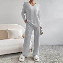 CLAIRE | GERIPPTES ZWEITEILIGES SET in Grau