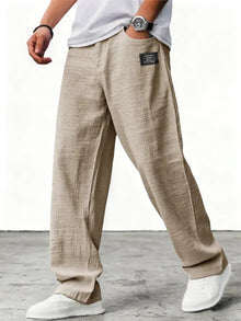 Lushan - Weite Leinen Hose in Khaki