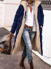 Ellena | Schlichte, lange Winterjacke in Marineblau