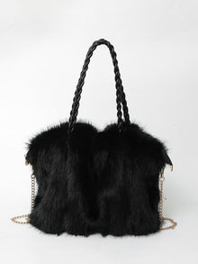 CHARLOTTE | Elegante Schultertasche aus weichem Plüsch in Schwarz