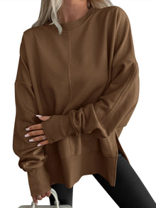 Lena™ |  Bequemes Oversized-Langarm-Sweatshirt in Braun