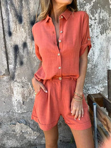 Luna – Outfit für Damen leichte Shorts und Top in Orange