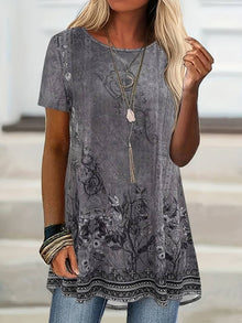 Abhishani - T-Shirt Mit Blumenmuster Und Lockerer Passform in Grau