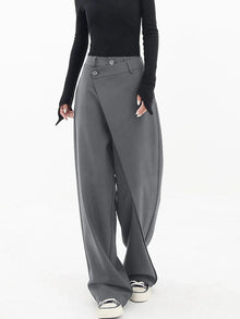 Nela – Hoch Taillierte Hose Mit Asymmetrischem Schnitt in Grau