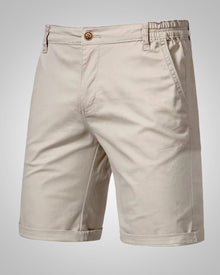 Herren Casual Knopf Elastisch Chino Shorts in Khaki