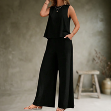 Alizeh - Elegantes ärmelloses Zweiteiliges Set in Schwarz