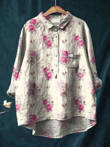 Alodia | Florale Französische Vintage-Bluse in Blumenmuster  5