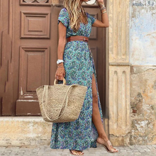 Karin - Elegantes Kleid im Ibiza-Stil - Inklusive Gürtel in Hellblau