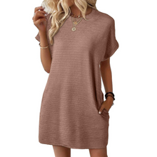 Evasha | Lässig  Minimalistisch Rundhalsausschnitt Sommerkleid in Hellbraun
