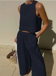 Amanda | Leinen-Sommer-Set in Marineblau