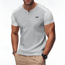 Herren Henley-T-Shirt mit Kontrastfarben in Grau
