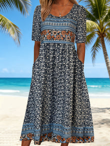 Jeeni – Kurzärmeliges Kleid Mit Blumenmuster in Blau