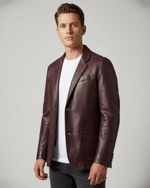 Blazer Jacke für Herren im Lederlook mit Knopfverschluss in Braun