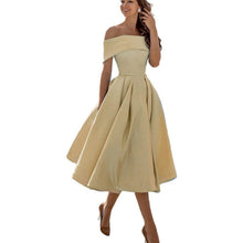 Damen Ein-Schulter Ausgestellt Midikleid in Beige