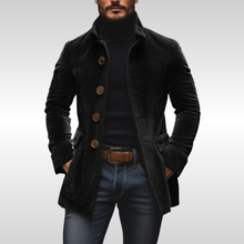 Ronald | Jacke aus Rippvelours in Schwarz