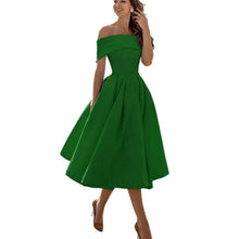 Damen Ein-Schulter Ausgestellt Midikleid in Grün