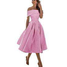 Damen Ein-Schulter Ausgestellt Midikleid in Rosa
