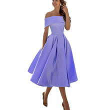 Damen Ein-Schulter Ausgestellt Midikleid in Helllila