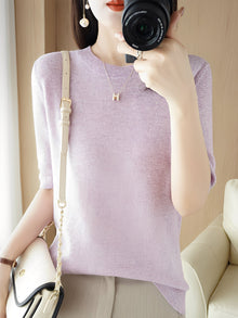 Nadine | Gemütlicher Kurzarmpullover in Hellviolett