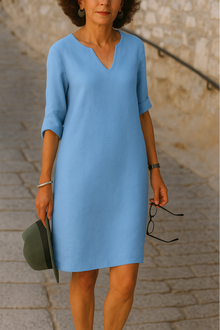 Elvy | Elegantes V-Ausschnitt Kleid in Hellblau