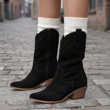 Cowboy-Stiefel mit Reißverschluss für Damen in Schwarz