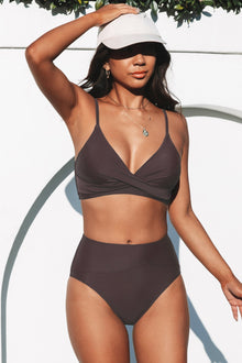 Rachelle - Hochgeschnittenes Bikini-Set für einen eleganten Look in Dunkelbraun