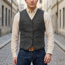 Adrian – Klassische Tweedweste für Herren in Schwarz