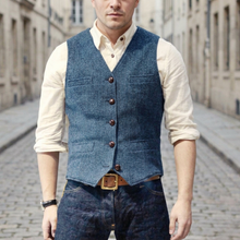 Adrian – Klassische Tweedweste für Herren in Blau