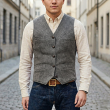 Adrian – Klassische Tweedweste für Herren in Grau