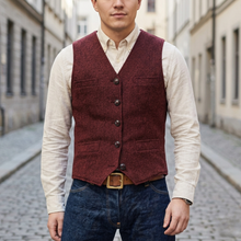 Adrian – Klassische Tweedweste für Herren in Dunkelrot