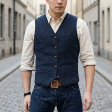 Adrian – Klassische Tweedweste für Herren in Marineblau