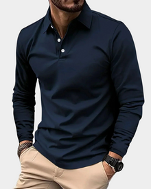 Langarm Poloshirt Herren | Klarer Kragen & Sportlicher Sitz in Blau